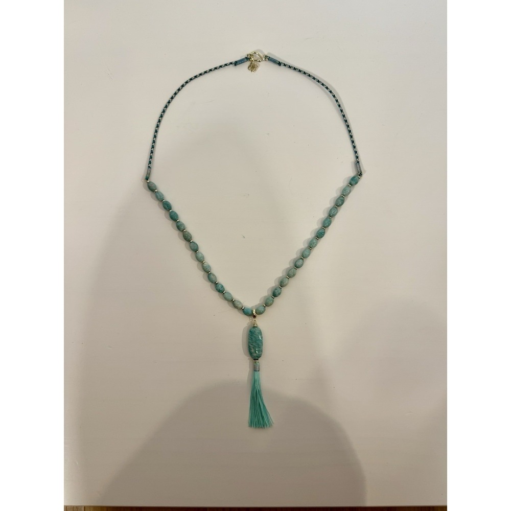 Kendra Scott Retired‎ Amazonite Tassel Necklace 14K Gold Plated Boho 18"